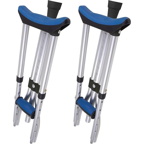 Carex Folding Aluminum Under Arm Crutches for Adults 4'11 to 6'1, 2 Lightweight Crutches Included, Universal for Walking, Walking Aid for Kids, Adults & Seniors, Includes Padded Underarm Cushions