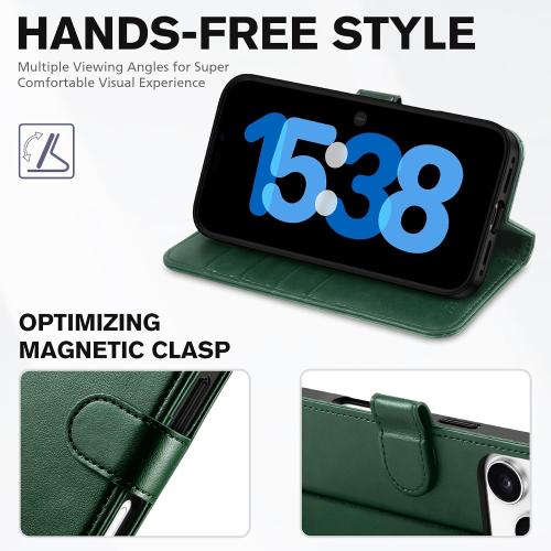 TUCCH Wallet Case for iPhone 17 Pro (6.3) 2025, 4 Card Holders, Evergreen | RFID Blocking, Viewing Stand, Shockproof TPU Shell, PU Leather, Magnetic Closure, Protective Folio Flip Cover