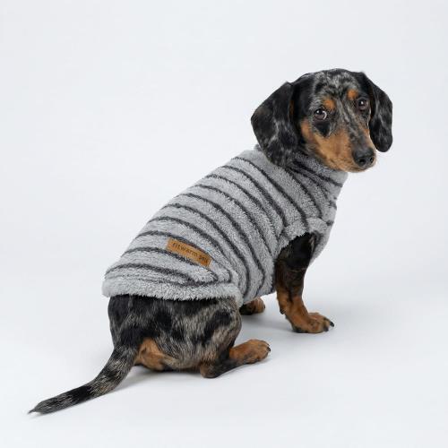 Fitwarm 2 Pack Striped Fleece Dog Sweater, Warm Winter Dog Clothes for Small Dogs Boy Girl, Fuzzy Pet Outfit, Doggy Pullover Jumper, Grey, Navy, XXL