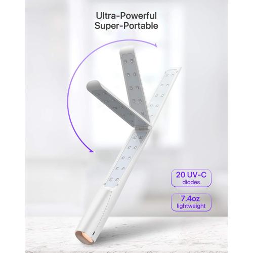 UV Light Sanitizer Wand, Portable UVC Light Disinfector Lamp Chargable Foldable UV Wand for Home Hotel Travel with 20 UV-C LED Beads