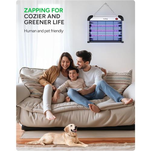 Buzbug LED Bug Zapper Indoor, 3 Lamps Enhance Insect Attraction, 3800V High-Voltage, Up to 50,000 Hrs Lifespan Lamps, Electric Mosquito Zapper, Fly Trap Mosquito Trap, Fly Killer Fly Zapper -MA009