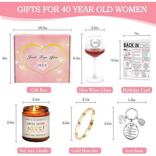 JWEX 40th Birthday Gifts Women, 40TH Birthday Gifts for Her, 40th Anniversary for Friends, Daughter, Sister Mom - Turning 40 Present