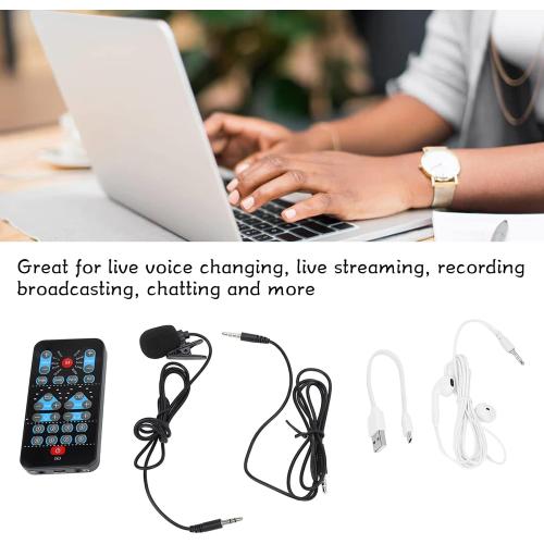 Voice Changer, Portable Mini Voice Changer Device Handheld Sound Card 8 Fixed Sound Effects Plug and Play, Gaming Recording, for Mobile Phone Computer