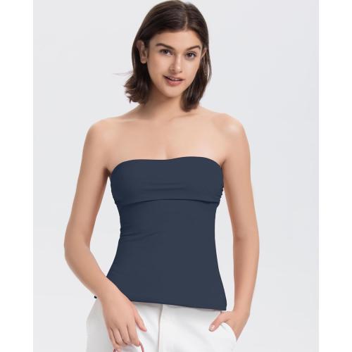 Size M....Women Tube Tops Sexy Double Line Going Out Trendy Strapless Side Split Tank Tops