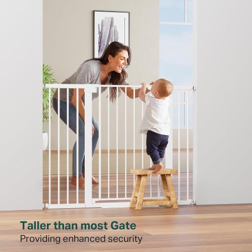 Cumbor 36 Extra Tall Baby Gate for Stairs, 29.7-48 Wide Dog Gates for Doorways, Auto Close Safety Gate for Babies and Pets, Easy Install, Pressure Mounted, Fits Doorways, Stairs, Entryways, White