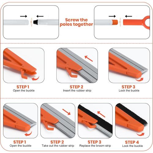 MAVRIZ Air Broom with Removable Rubber Strip and Brush Bristle, Silicone Broom for Indoor Cleaning, Multifunctional Floor Squeegee for Dust, Hair, Liquids