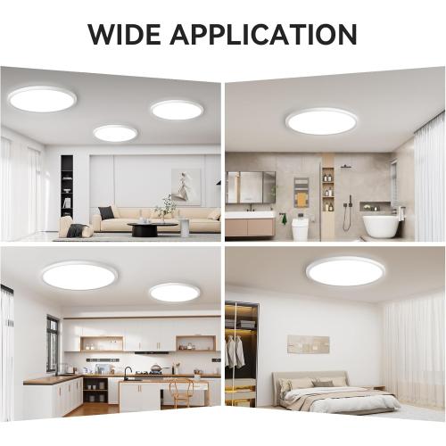 4 Pack 4700lm Super Slim 16 inch LED Ceiling Light, 5000K for Bedroom, Living Room, Dining Room (White, Four Pack)