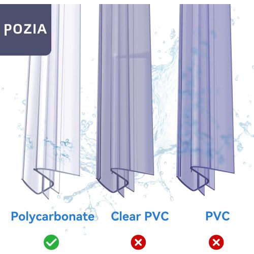 POZIA Shower Door Bottom Seal Frameless Glass Shower Door Seal Strip Clear Vinyl Durable Stop Shower Leaks and Create a Water Barrier Ultra Clear (1PACK-1/2in)