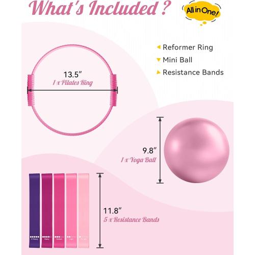 Pilates Ring, Silicone Magic Pilates Rings, Lightweight & Durable Flexible Fitness Circle Exercise Equipment for Toning Arms, Thighs,Legs, Core,Yoga & Physical Therapy