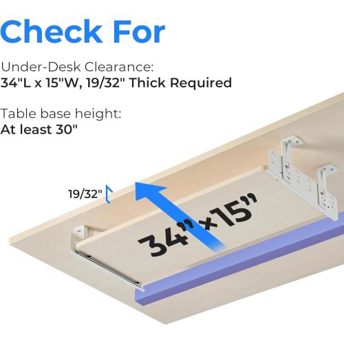 EUREKA ERGONOMIC Adjustable Keyboard Tray Under Desk, 28x11 Inch Large Slide Out Keyboard & Mouse Platform Tray, Wooden Pull Out Computer Keyboard Drawer for Typing Home Office Desk, Maple