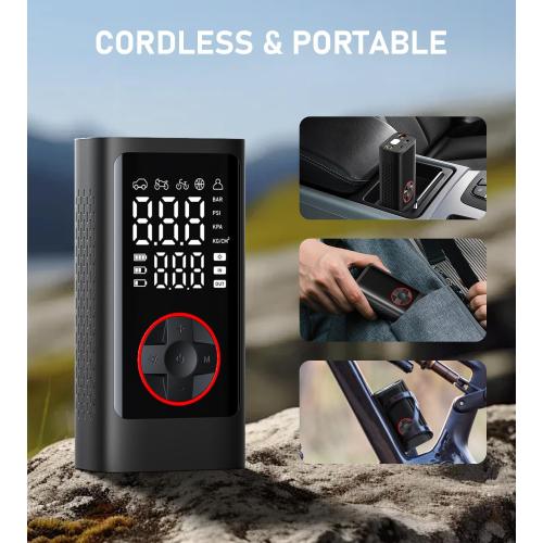 Tire Inflator Portable Air Compressor, 150PSI Cordless Air Pump for Car Tires, Bike Tire Pump with Pressure Gauge, Auto Shut Off, LED Light for Car Motorcycle Bicycle