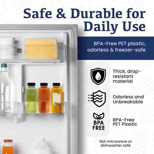 Holotap 42Pcs 16Oz Plastic Juice Bottles with Caps, Empty Plastic Bottles for Juicing,16Oz Juicing Containers with Tamper Evident Caps Ideal for Water and Other Beverages (Black, 16 OZ)