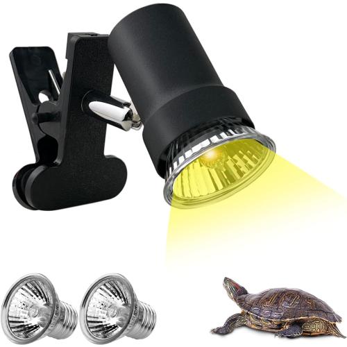 DOMICA Turtle Heat Lamp   2 Heating Bulbs (50W,35W), Reptile UVA UVB Basking Spot Lamp, Warming Light with Clamp for Tortoise, Lizard, Snake, Leopard Gecko, Beared Dragon, Brooder Box