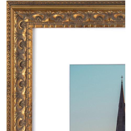 AUEAR, 12x16 Ornate Photo Frame, Bronze Color, with White Mat for 8x12 Picture & Real Glass (2 Pack)