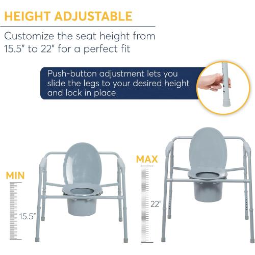 Drive Medical Heavy Duty Bariatric Folding Bedside Commode Seat