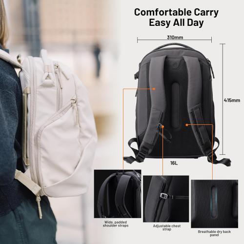 PGYTECH OneGo Lite 16L Camera Backpack Water-Resistant DSLR/Mirrorless Bag for Sony/Canon/Fujifilm, Drone Backpack, Tripod Mount Travel & Weekend Photography Pack for 14 Laptop (Matte Black)