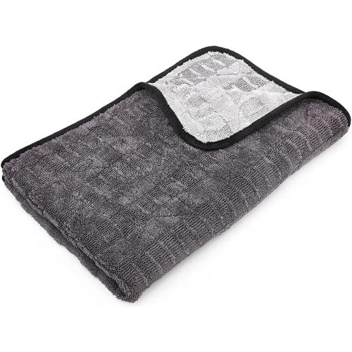 The Rag Company Gauntlet Car Drying Towel - 70/30 Korean Microfiber, Dries Faster Without Scratching, 900gsm, 20x30 inches, Ice Grey/Grey, Pack of 1