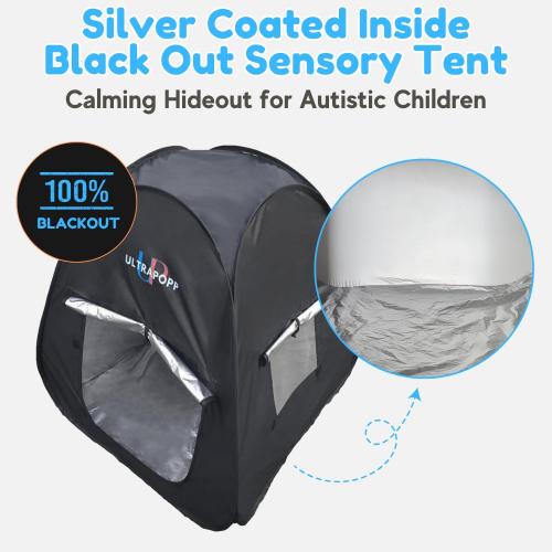 Sensory Tent for Kids with Autism Age 3  Anxiety ADHD SPD, Pop up Blackout Calm Down Play Tents with Door & Window, Autistic Sensory Hideout Fort, Small Size (Suitable for 1 Kid)