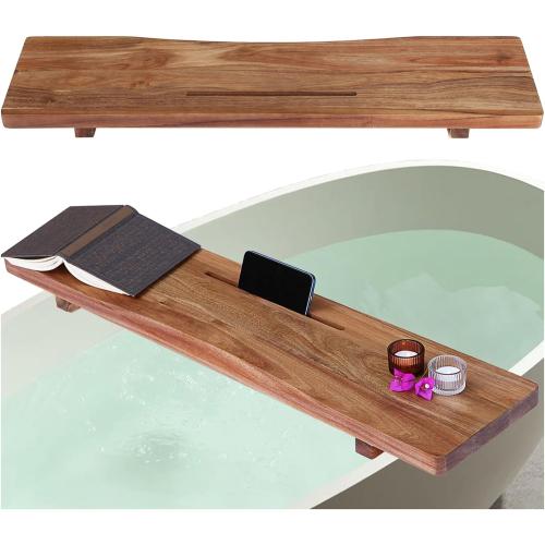 Premium 1.2IN Thickened Board Acacia Wood Bathtub Tray Caddy with Adjustable Legs, Minimalistic Design Bath Tray for Tub, Bathtub Accessories, Fits Most Bath Tubs, Idea for Women
