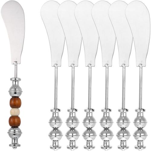 6PCS Beadable Cheese Spreader Knives, DIY Beaded Stainless Steel Butter Spreaders, Cheese Knives for Charcuterie Board, Appetizers, Wedding Party and Entertaining Accessories