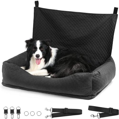 Dog Car Seat for Medium Large, Safe and Comfortable Dog Car Bed Medium Under 60lbs, Multipurpose Design Washable with Non-Slip Base