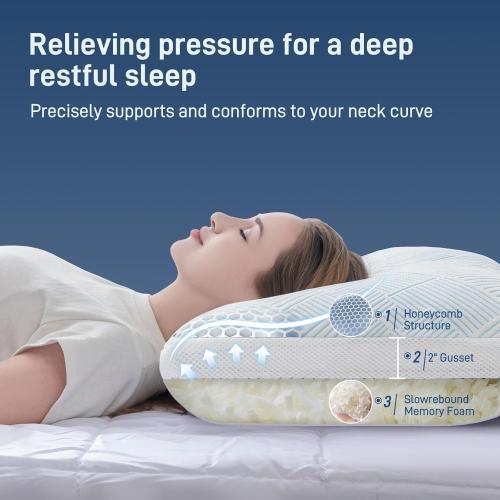 Shredded Memory Foam Cooling Soft Bamboo Viscose Pillow King Size, Adjustable Hypoallergenic Hotel Quality Pillow for Side, Back or Stomach Sleeper, Oeko-TEX Certified