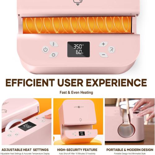HTVRONT Auto Tumbler Heat Press Machine - Mug Heat Press Heat Up Fast & Even, Professional Tumbler Press High-Security for 2.95-3.18inch Sublimation Tumblers, Cups, Glasses and Mugs (Pink)