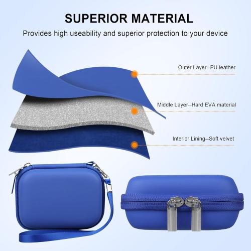 Elonbo Carrying Case for Canon PowerShot ELPH 360 HS A/ 360 HS/ 360/ IXY 650 Digital Camera, Canon PowerShot ELPH 330/190/160/115/130/110 Camera Hard Travel Bag, Mesh Pocket fits Battery Cable, Blue