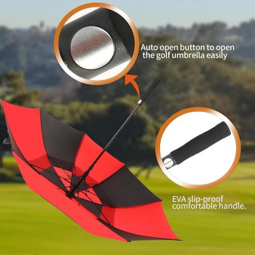Automatic Open Extra Large Golf Umbrella Windproof Heavy Duty Large Umbrellas for Rain, Oversize Double Canopy Vented Stick Umbrellas for Golf and Outdoor Sports