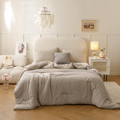King size 104 x 96 Comforter Set Oatmeal, 3pcs(1 Boho Oatmeal Comforter & 2 Pillowcases) All Season Soft Bedding Lightweight Bedspread Blanket Quilt