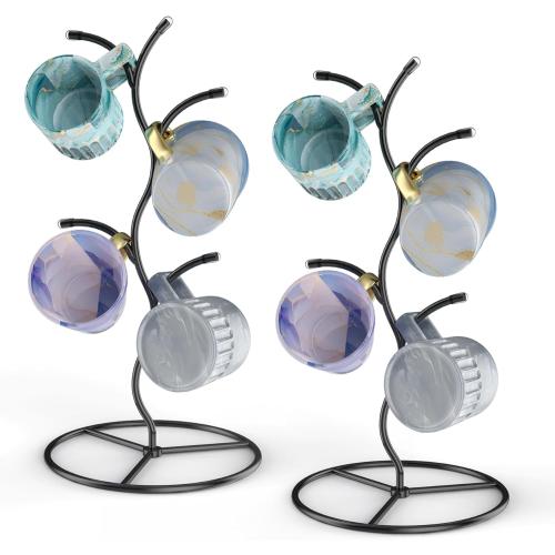 2 Pack Mug Holder, Metal Coffee Mug Holders Tree, Decorative Mug Rack, Mug Cup Tree for Kitchen Decor Organizer, Black