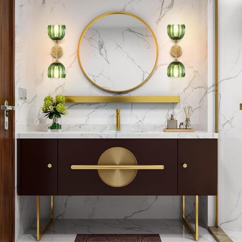 Glass Green Tulip Lamp Shades Set of 2 Small Flower Art Blown Lampshades,1.58lb,1.65 Top x 5.5 Diameter x 3.9 Height,Replacement Mini Lamp Shade for Floor Lamp Table Wall Lamp Chandelier Decor