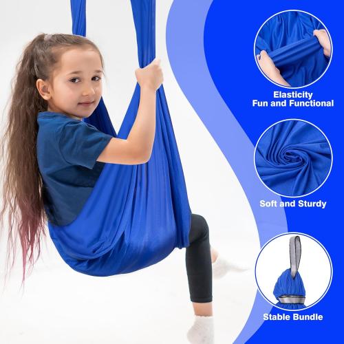 Sensory Swing for Special Needs Kids with 360° Swivel Hanger, Therapy Hammock for Autism, ADHD, Sensory Needs, Indoor Adjustable, Hardware Included