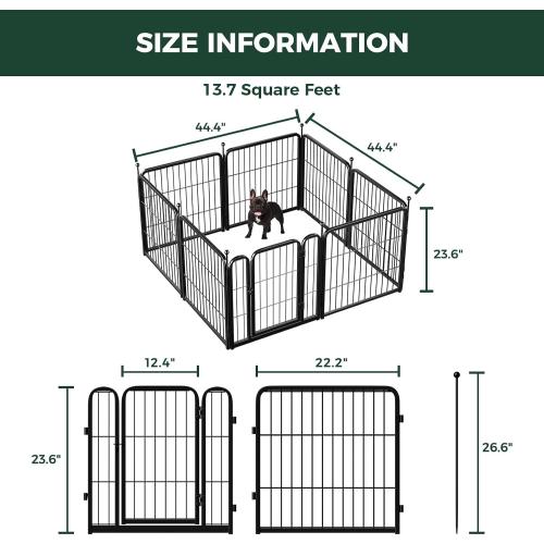 FXW Rollick Unleashed Dog Playpen for Indoor, Yard, RV Camping, 24 inch 8 Panels for Small and Puppy Dogs, Black│Patented