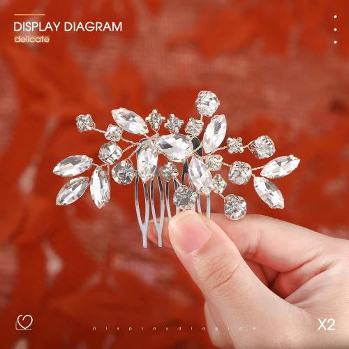 2 Pcs Bridal Wedding Hair Comb Rhinestone Silver Bridal Side Comb Crystal Rhinestone Hair Accessories for Women and Girls