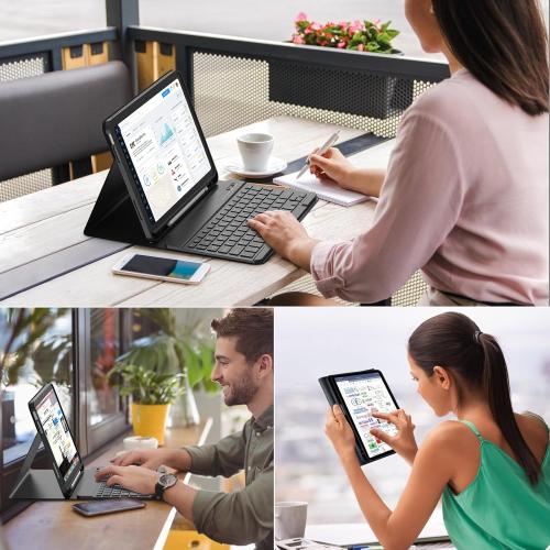 KBCASE for iPad Air 11 inch (M4/M3/M2) 2026/2025/2024 Case with Keyboard, Keyboard Case for iPad Air 5th/4th Gen/for iPad Pro 11 2018, Detachable Wireless Keyboard Case with Pencil Holder(Black)