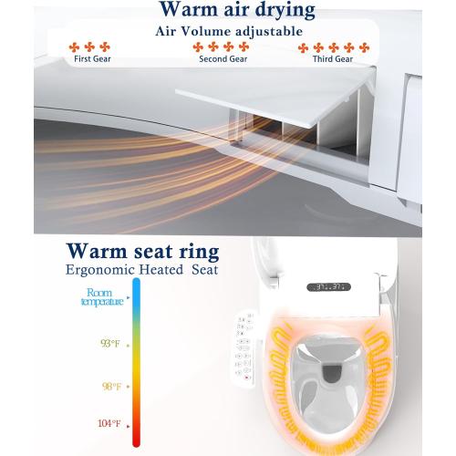 Electric Bidet Toilet Seat Elongated with Heated Seat, Warm Air Dryer, Endless Warm Water, Oscillating and Pulsating Spray Wash, Stainless Steel Self-Clean Nozzle (Single Temperature Display)
