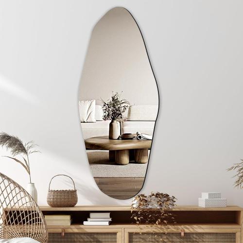 Irregular Wall Mirror, 19.6 * 47 Inch Asymmetrical Mirror Decor for Living Room Bedroom Bathroom Entryway