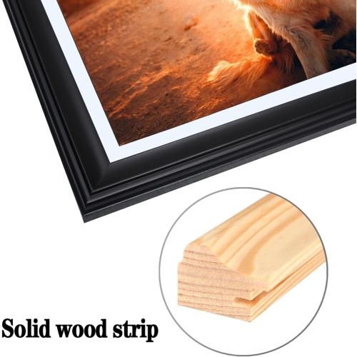 LTYHHK 12x24 Panoramic Picture Frames Solid Wood with 10x22 White Mat, Displays 10x22 with Mat or 12x24 without Mat, 10x22Poster Frame 12x24Photo Frames Black (L23B1224W1022)