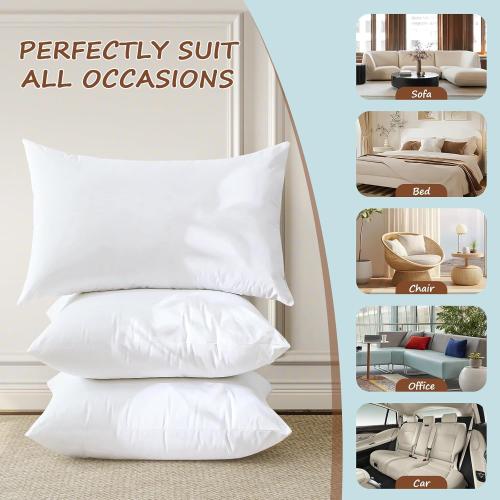 Artscope Synthetic Down Pillow Insert, 20x20 Down Alternative Throw Pillow Insert. Ultra Soft Fluffy Sleeping Pillow with 100% Cotton Cover, Decorative Pillows Set of 2-White.