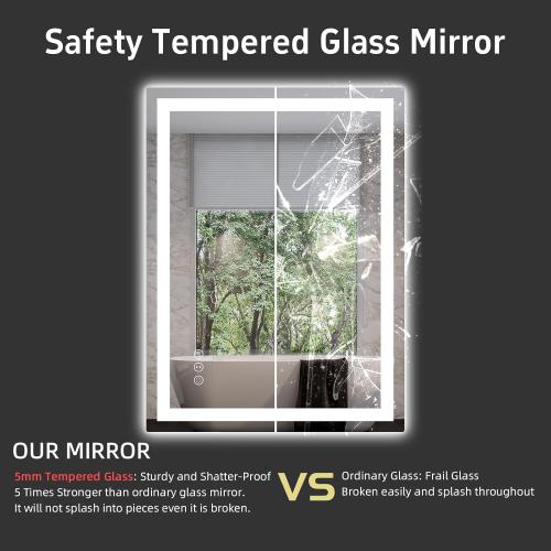 32x 24 LED Bathroom Mirror with Lights, Dimmable, Double Lights, Backlit   Front Lit, 3 Colors Led Mirror for Bathroom, Lighted Bathroom Vanity Mirror, Tempered Glass(Horizontal/Vertical)