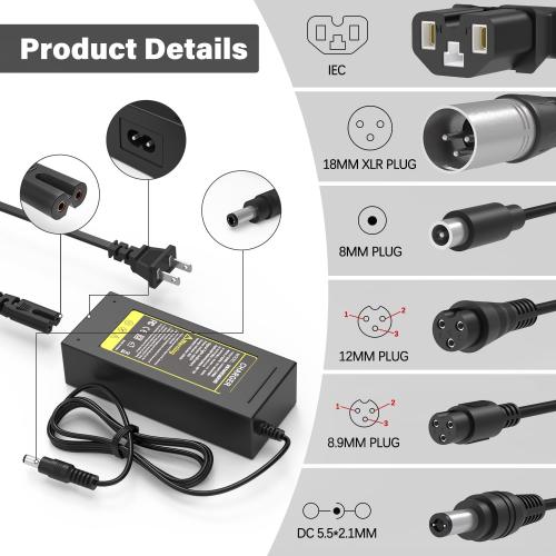 54.6V 2A Fast Charger 7 in 1 Plugs Universal for 48V 13S Lithium Batteries, Pinkind 48V Li-ion Battery Charger Replacement for Razor, Jetson, Voyage, Gotrax, Ninebot,Segway, Hiboy and More