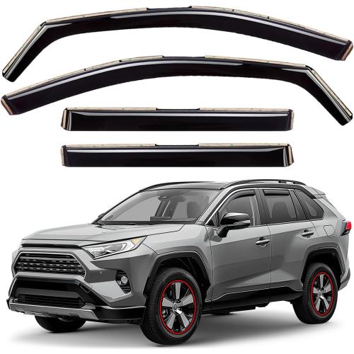 GrandWheel Window Deflectors Smoke Tinted in-Channel Side Window Vent Visor Deflectors Rain Guards Compatible with RAV4 2019-2025 - 4pcs. GW0888