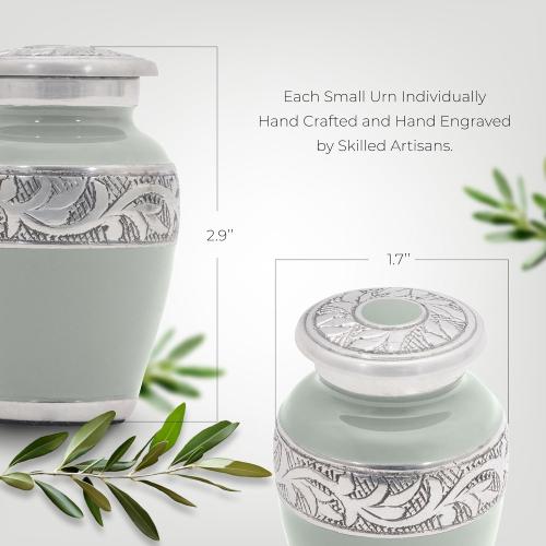 Handmade 2.9 Keepsake Urn with Premium Gift Box & Funnel - A Small Urn for Ashes for Women & Men - Beautifully Presented Small Urns for Human Ashes Keepsake Size (Olive Rest Color)
