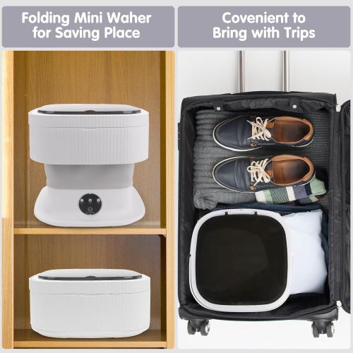 Mini Portable Washing Machine, 20L Foldable Portable Mini Washer Machine with Spin Dry, Collapsible Travel Washing Machine for Dorms, Apartment, RV and Camping. (Grey)