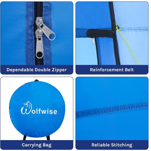 Wolfwise Pop Up Shower Tent, Portable Instant Changing Tent with Ventilation Window & Carry Bag, Privacy Bathroom Toilet Tent for Beach, Camping & Outdoor, Width 47.2 , Height 82.7 , Blue