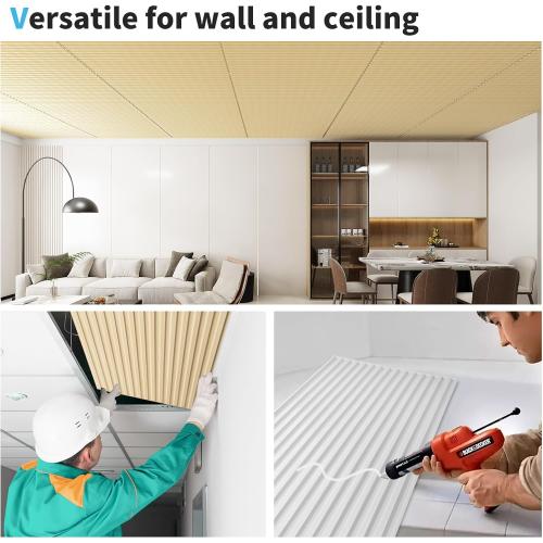 Art3d 6-Pack Slat Design 3D Wall Panels for Interior Wall Decor, 2x4 FT PVC Decorative Drop Ceiling Tiles - Oak