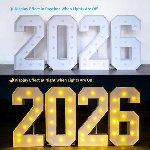 4ft 2026 Light Up Numbers Class of 2026 Graduation Decorations Large Sign Big Grad Mosaic Foam Board Giant Jumbo Lighted Marquee Letters 4 Feet Tall with Lights High School College Party Prom Decor