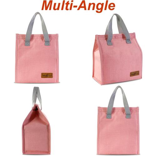 Mziart Minimalist Lunch Bag Pink Cute Small Insulated Lunch Box for Women