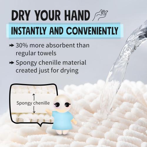 Sophie & Panda Fuzzy Ball Towel (Set of 2) White and Gray - Dry Your Hand Instantly conveniently with This Creative Bath Towel Set Decorative Towels for Bathroom (Pack of 2)